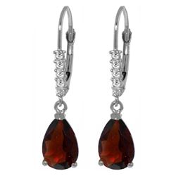 Genuine 3.15 ctw Garnet & Diamond Earrings Jewelry 14KT White Gold - REF-44X3M