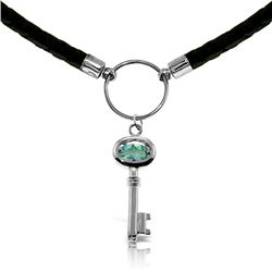 Genuine 0.50 ctw Blue Topaz Necklace Jewelry 14KT White Gold - REF-65P8H