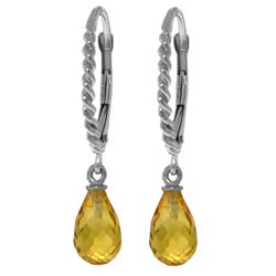 Genuine 3 ctw Citrine Earrings Jewelry 14KT White Gold - REF-24P3H