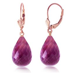 Genuine 14 ctw Amethyst Earrings Jewelry 14KT Rose Gold - REF-28A5K