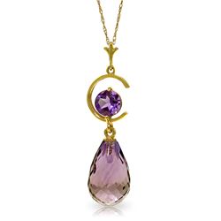 Genuine 5.5 ctw Amethyst Necklace Jewelry 14KT Yellow Gold - REF-25F6Z