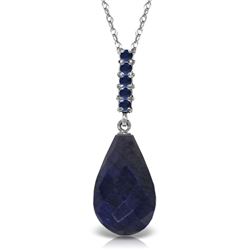 Genuine 9 ctw Sapphire Necklace Jewelry 14KT White Gold - REF-30R6P