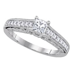 0.63 CTW Princess Diamond Solitaire Bridal Engagement Ring 14KT White Gold - REF-119K9W