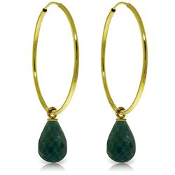 Genuine 6.6 ctw Emerald Earrings Jewelry 14KT Yellow Gold - REF-26Y7F