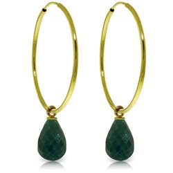 Genuine 6.6 ctw Emerald Earrings Jewelry 14KT Yellow Gold - REF-26Y7F