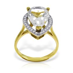 Genuine 5.61 ctw White Topaz & Diamond Ring Jewelry 14KT Yellow Gold - REF-77K3V