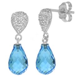 Genuine 4.53 ctw Blue Topaz & Diamond Earrings Jewelry 14KT White Gold - REF-25X6M