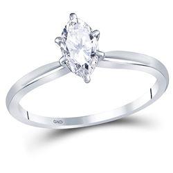 0.71 CTW Marquise Diamond Solitaire Bridal Engagement Ring 14KT White Gold - REF-165F2N