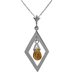 Genuine 0.70 ctw Citrine Necklace Jewelry 14KT White Gold - REF-23K9V