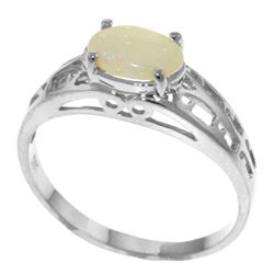 Genuine 0.45 ctw Opal Ring Jewelry 14KT White Gold - REF-29M7T