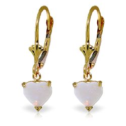 Genuine 1.30 ctw Opal Earrings Jewelry 14KT Yellow Gold - REF-30V2W