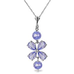 Genuine 3.15 ctw Tanzanite Necklace Jewelry 14KT White Gold - REF-45R5P