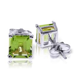 Genuine 1.75 ctw Peridot Earrings Jewelry 14KT White Gold - REF-24R3P