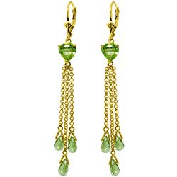 Genuine 9.5 ctw Peridot Earrings Jewelry 14KT Yellow Gold - REF-62W2Y