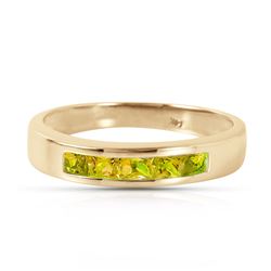 Genuine 0.60 ctw Peridot Ring Jewelry 14KT Yellow Gold - REF-46N2R