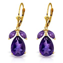 Genuine 13 ctw Amethyst Earrings Jewelry 14KT Yellow Gold - REF-61W2Y