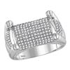 Image 1 : 0.93 CTW Mens Diamond Rounded Surface Studded Cluster Ring 10KT White Gold - REF-112M5H