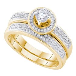 0.50 CTW Diamond Halo Bridal Engagement Ring 10KT Yellow Gold - REF-75H2M