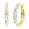 Image 1 : 0.25 CTW Diamond Double Row Hoop Earrings 10KT Yellow Gold - REF-22X4Y