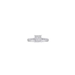 0.10 CTW Diamond Square Cluster Ring 10KT White Gold - REF-11K2W