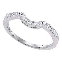 0.28 CTW Diamond Curved Wedding Ring 14KT White Gold - REF-30K2W