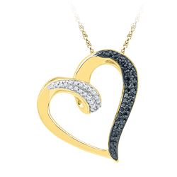 0.16 CTW Black Color Diamond Heart Love Pendant 10KT Yellow Gold - REF-18Y2X