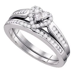 0.55 CTW Diamond Heart Love Bridal Engagement Ring 10KT White Gold - REF-37M5H