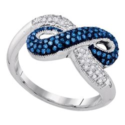 0.36 CTW Blue Color Diamond Infinity Ring 10KT White Gold - REF-32K9W