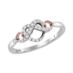 0.09 CTW Diamond Infinity Knot Heart Ring 10KT Two-tone Gold - REF-18M2H