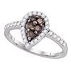 Image 1 : 0.50 CTW Cognac-brown Color Diamond Cluster Ring 10KT White Gold - REF-30F2N