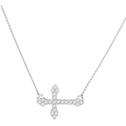 0.25 CTW Diamond Cross Pendant 10KT White Gold - REF-26M9H