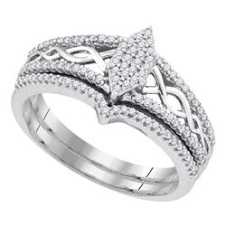 0.33 CTW Diamond Oval Cluster Bridal Engagement Ring 10KT White Gold - REF-37X5Y