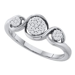 0.12 CTW Diamond Triple Cluster Ring 10KT White Gold - REF-19N4F