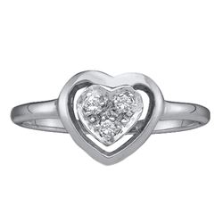 0.05 CTW Diamond Simple Heart Cluster Ring 10KT White Gold - REF-14H9M