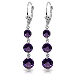 Genuine 7.2 ctw Amethyst Earrings Jewelry 14KT White Gold - REF-42N6R