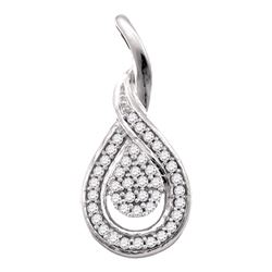 0.10 CTW Diamond Teardrop Pendant 10KT White Gold - REF-13W4K