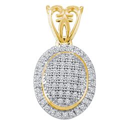 0.20 CTW Diamond Oval Cluster Pendant 10KT Yellow Gold - REF-19X4Y