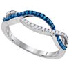 Image 1 : 0.22 CTW Blue Color Diamond Double Row Ring 10KT White Gold - REF-14X9Y