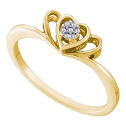 0.03 CTW Diamond Small Triple Heart Cluster Ring 10KT Yellow Gold - REF-12F2N