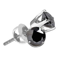 0.75 CTW Black Color Diamond Solitaire Earrings 14KT White Gold - REF-18M2H