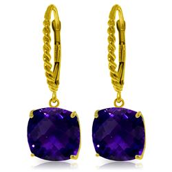 Genuine 7.2 ctw Amethyst Earrings Jewelry 14KT Yellow Gold - REF-48Z3N