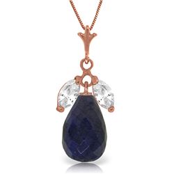 Genuine 9.3 ctw Sapphire & White Topaz Necklace Jewelry 14KT Rose Gold - REF-28K9V