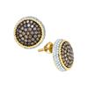 Image 1 : 1.3 CTW Cognac-brown Color Diamond Roped Cluster Earrings 10KT Yellow Gold - REF-67N4F