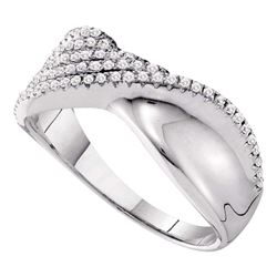 0.38 CTW Diamond Fold Ring 14KT White Gold - REF-67M4H