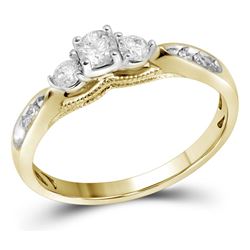 0.38 CTW Diamond 3-stone Bridal Engagement Ring 10KT Yellow Gold - REF-40N4F