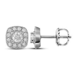 0.37 CTW Diamond Solitaire Square Earrings 14KT White Gold - REF-41K9W