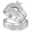 Image 1 : 0.50 CTW His & Hers Diamond Cluster Matching Bridal Ring 10KT White Gold - REF-49H5M