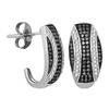 Image 1 : 0.40 CTW Black Color Diamond Half J Hoop Earrings 10KT White Gold - REF-44H9M