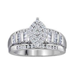 2.99 CTW Diamond Oval Cluster Bridal Engagement Ring 10KT White Gold - REF-194Y9X