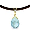 Genuine 6.51 ctw Blue Topaz & Diamond Necklace Jewelry 14KT Yellow Gold - REF-26Y9F